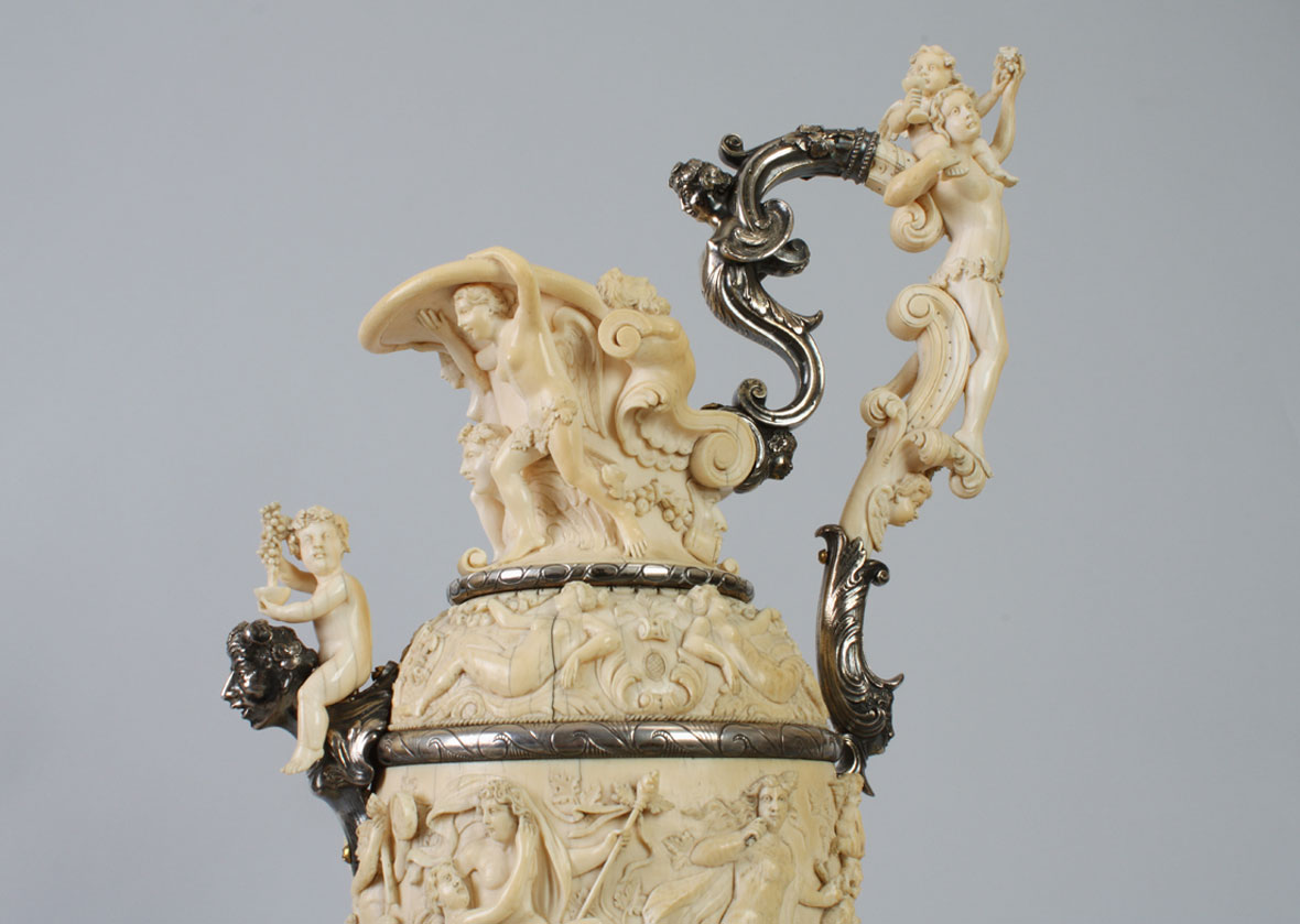 Carved Ivory Ewer and Charger